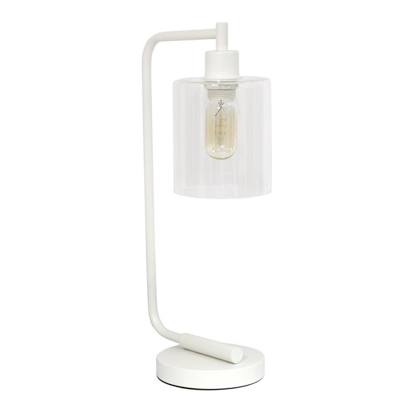 Lalia Home Modern Iron Desk Lamp with Glass Shade, White LHD-2003-WH